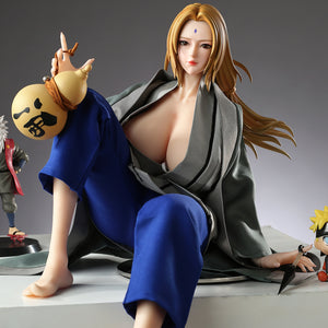 2ft 01in 65cm mini silicone anime sex doll with blonde hair, light skin and very large breasts.  Made by AF Doll.