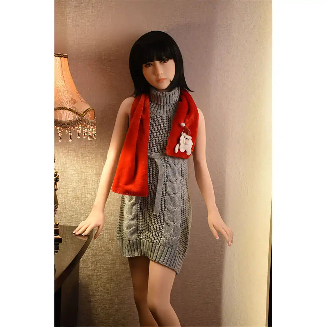 Ai, 53 inch 135cm tall, skinny, flat chested realistic Asian female sex doll with black hair.  Made By SY Doll.