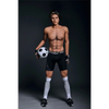 5ft 9in 175cm muscular Asian male sex doll with blonde hair, and a large penis dressed in a soccer outfit.