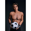 5ft 9in 175cm muscular Asian male sex doll with blonde hair, and a large penis dressed in a soccer outfit.