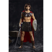 5ft 4in 162cm muscular White DILF sex doll with shaggy dark hair, stubble and a large penis in a gladiator outfit.