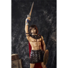 5ft 4in 162cm muscular White DILF sex doll with shaggy dark hair, stubble and a large penis in a gladiator outfit.