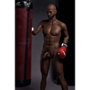 5ft 9in 175cm muscular Black male sex doll bald with a large penis dressed in a boxing outfit.