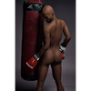 5ft 9in 175cm muscular Black male sex doll bald with a large penis dressed in a boxing outfit.