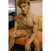 5ft 7in 170cm muscular white male sex doll with abs, giant penis and blonde hair and blue eyes in white underwear made by Doll Forever.