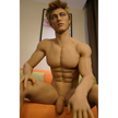 5ft 7in 170cm muscular white male sex doll with abs, giant penis and blonde hair and blue eyes in white underwear made by Doll Forever.