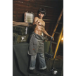 5ft 4in 162cm muscular White male sex doll with dark hair and a large penis in a blacksmiths outfit.