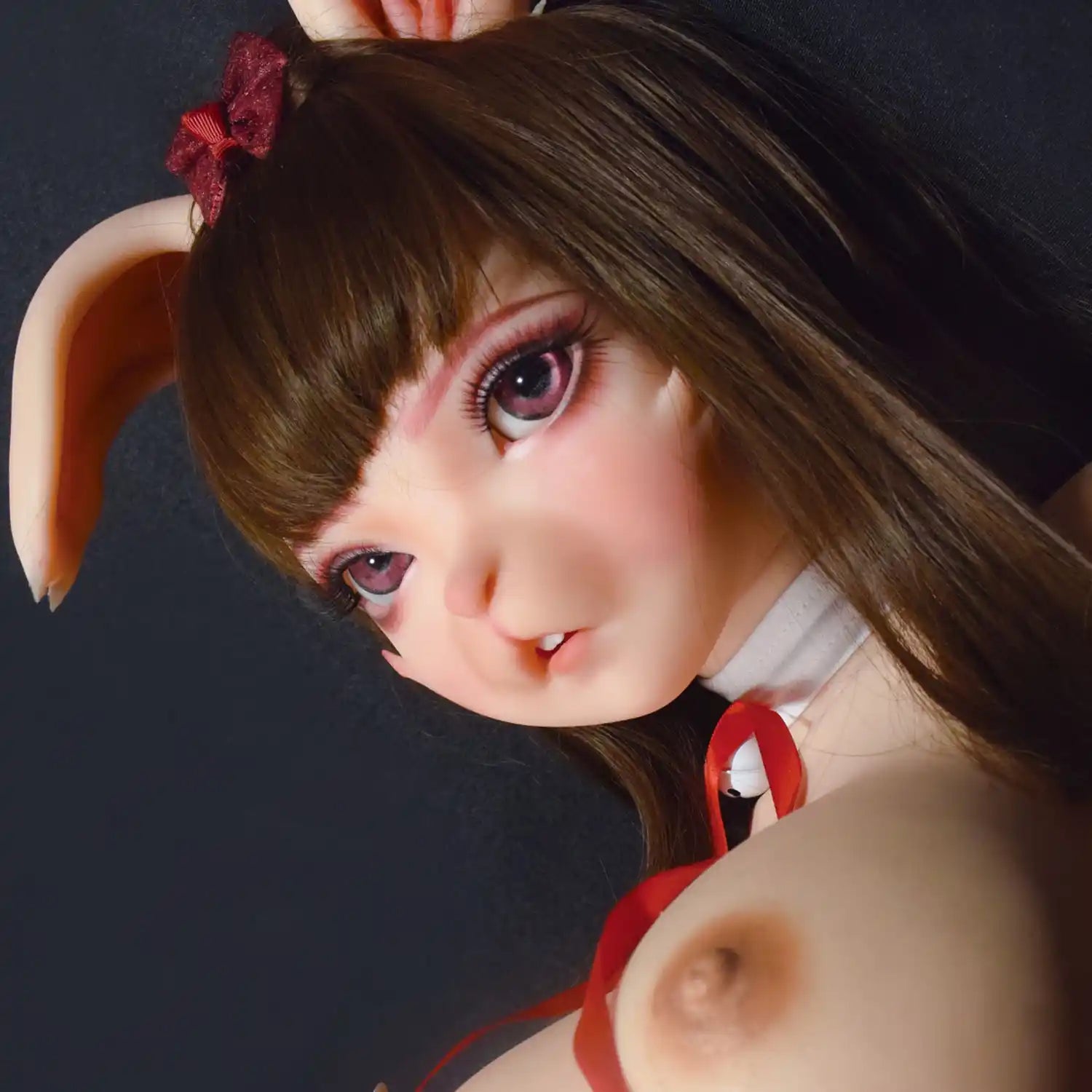 Life like 4ft 11in or 150cm anime style rabbit face silicone love doll with customizable body and hair.