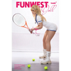 5ft 1in 157cm life size curvy female silicone sex doll with blonde hair and C-cup breasts in a tennis outfit.