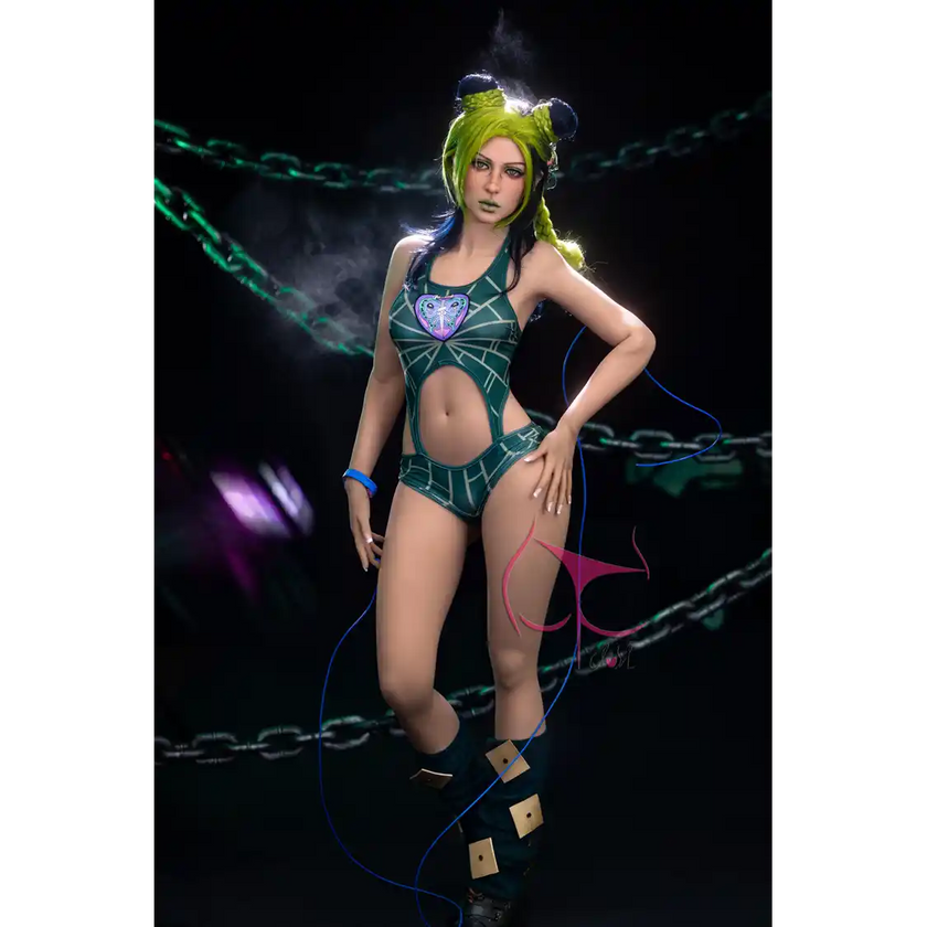 5ft 2in 159cm Caucasian female luxury silicone sex doll by FunWest with blonde hair, A-cup breasts and a slim athletic figure in a swim suit