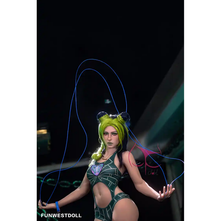 5ft 2in 159cm Caucasian female luxury silicone sex doll by FunWest with blonde hair, A-cup breasts and a slim athletic figure in a swim suit