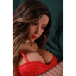 5ft 2in 158cm white female tpe sex doll with long wavy blonde hair, large breasts, and slim curvy figure in red lingerie.