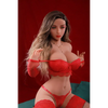 5ft 2in 158cm white female tpe sex doll with long wavy blonde hair, large breasts, and slim curvy figure in red lingerie.