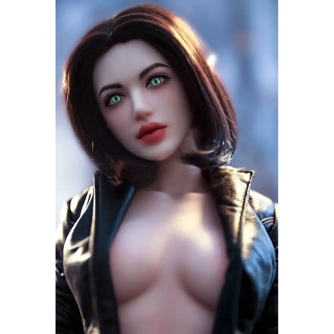 1ft 11in 60cm Elf TPE sex doll with brown hair, glittery cat eyes, medium breasts and a slim athletic figure.