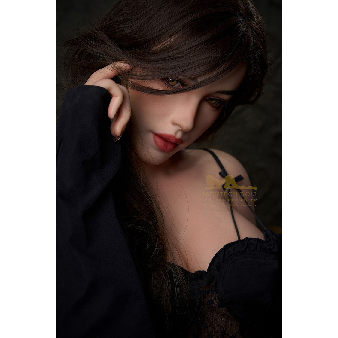 Autumn is a 5ft 5in or 166cm skinny and athletic ultra realistic White female, silicone sex doll with long legs, big breasts, a slim sexy figure and long dark hair in black lingerie.