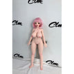 2ft 60cm mini anime sex doll Azami. Silicone body construction, giant breasts, fair skin, pink hair and a sexy curvy body in a pink blouse.
