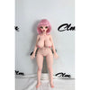 2ft 60cm mini anime sex doll Azami. Silicone body construction, giant breasts, fair skin, pink hair and a sexy curvy body in a pink blouse.