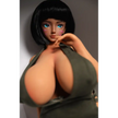 1ft 11in 58cm anime style female mini silicone sex doll with huge breasts, tanned skin and thick curvy body.