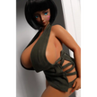 1ft 11in 58cm anime style female mini silicone sex doll with huge breasts, tanned skin and thick curvy body.