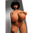 1ft 11in 58cm anime style female mini silicone sex doll with huge breasts, tanned skin and thick curvy body.