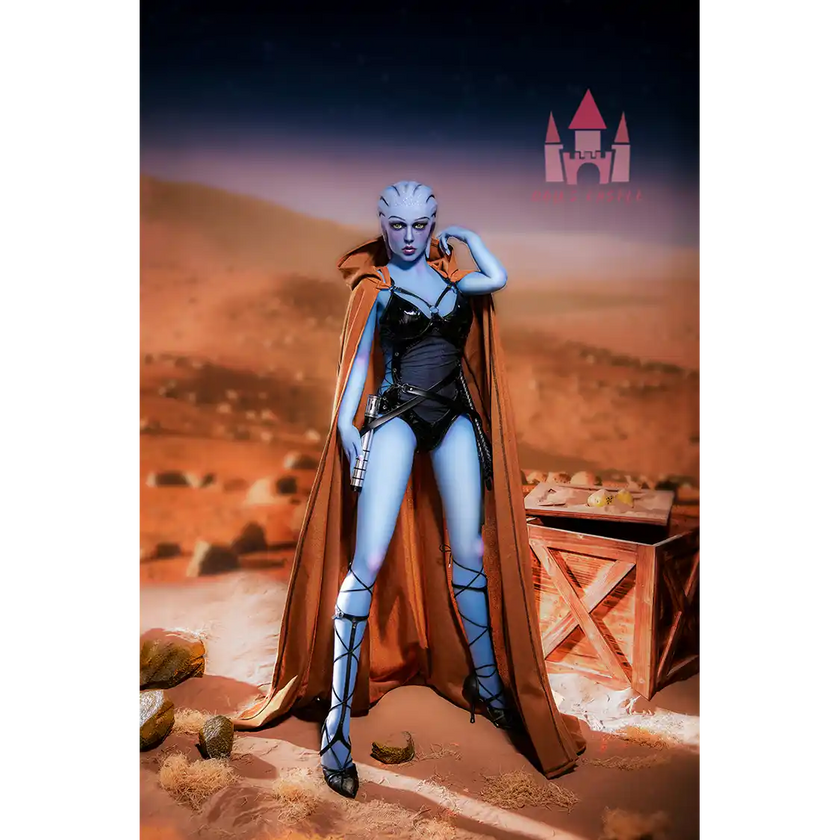 5ft 1in 156cm tall hot blue alien TPE sex doll with a slim figure and large E-cup breasts.