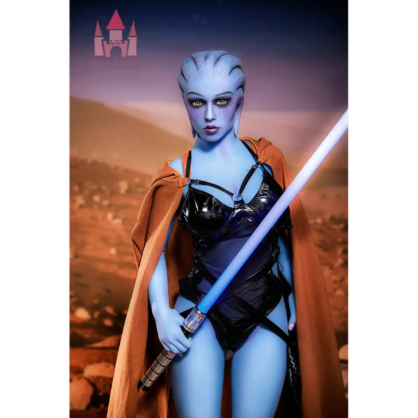 5ft 1in 156cm tall hot blue alien TPE sex doll with a slim figure and large E-cup breasts.