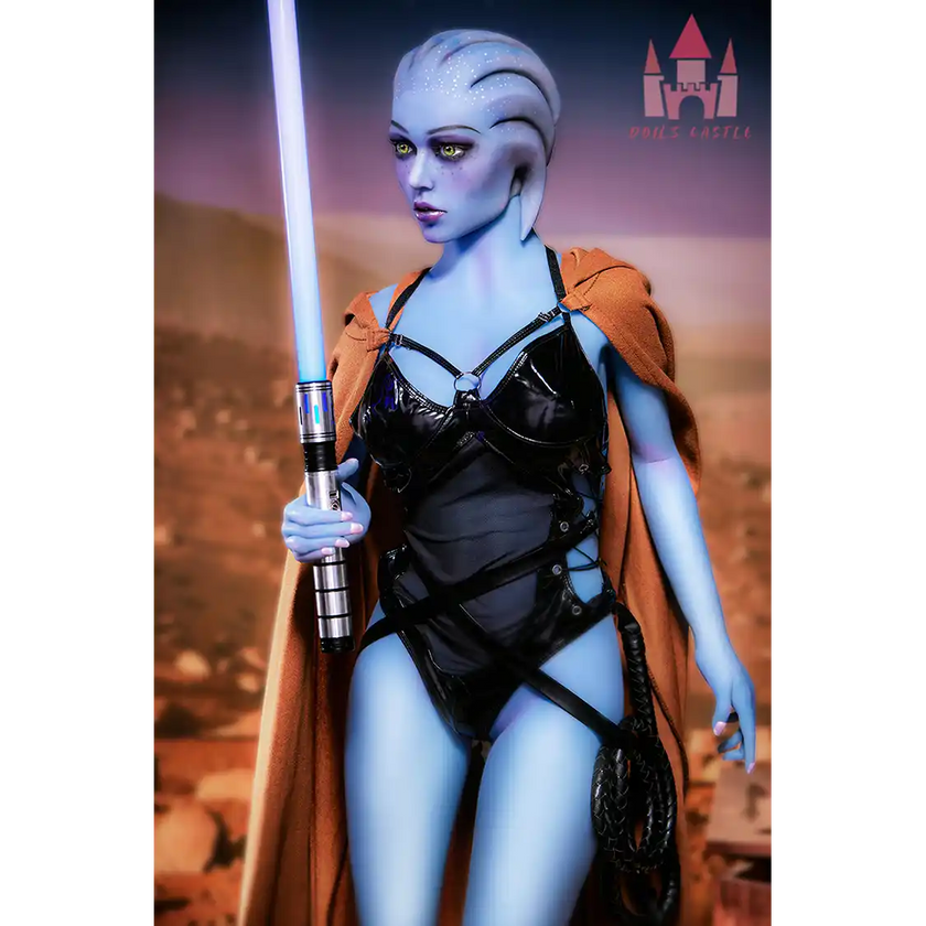 5ft 1in 156cm tall hot blue alien TPE sex doll with a slim figure and large E-cup breasts.