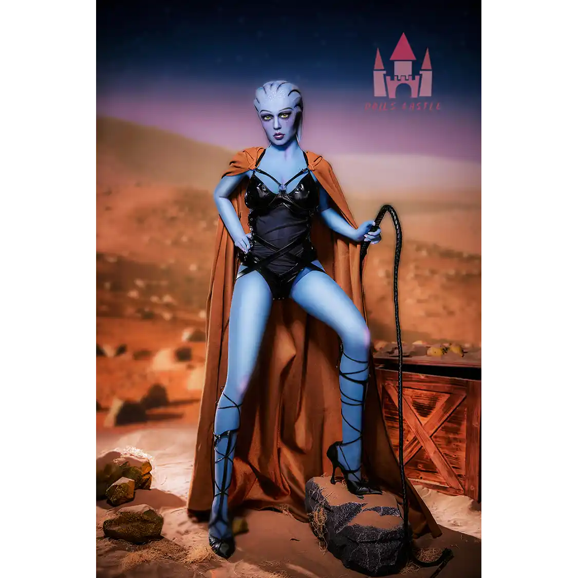 5ft 1in 156cm tall hot blue alien TPE sex doll with a slim figure and large E-cup breasts.