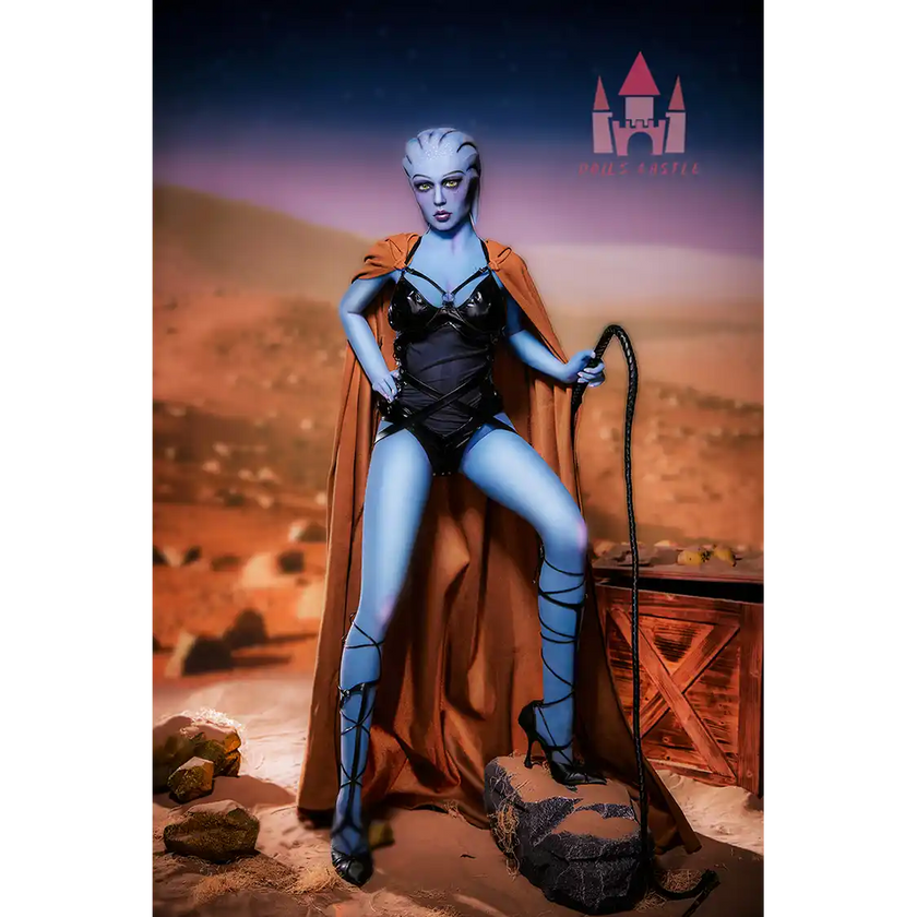 5ft 1in 156cm tall hot blue alien TPE sex doll with a slim figure and large E-cup breasts.