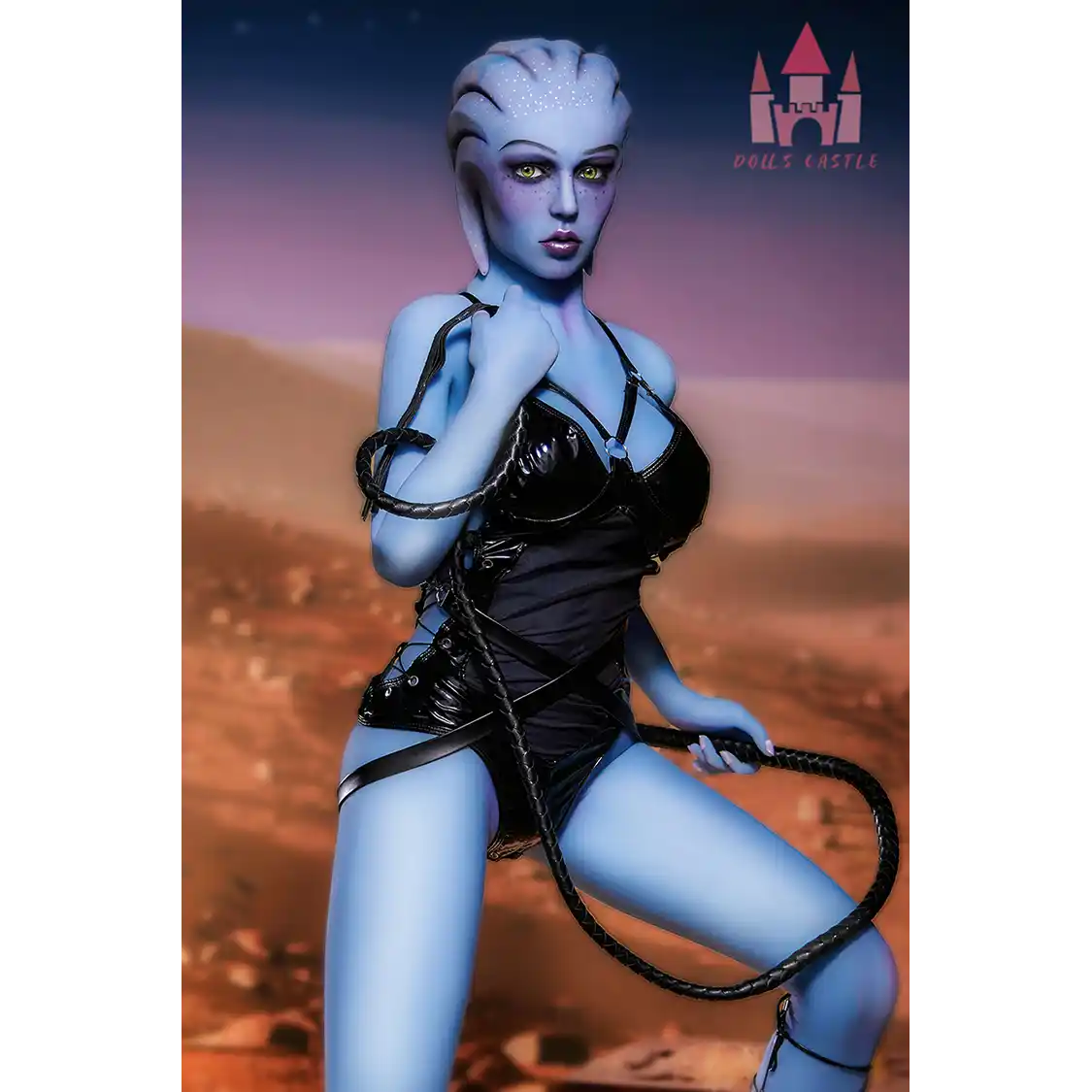 5ft 1in 156cm tall hot blue alien TPE sex doll with a slim figure and large E-cup breasts.