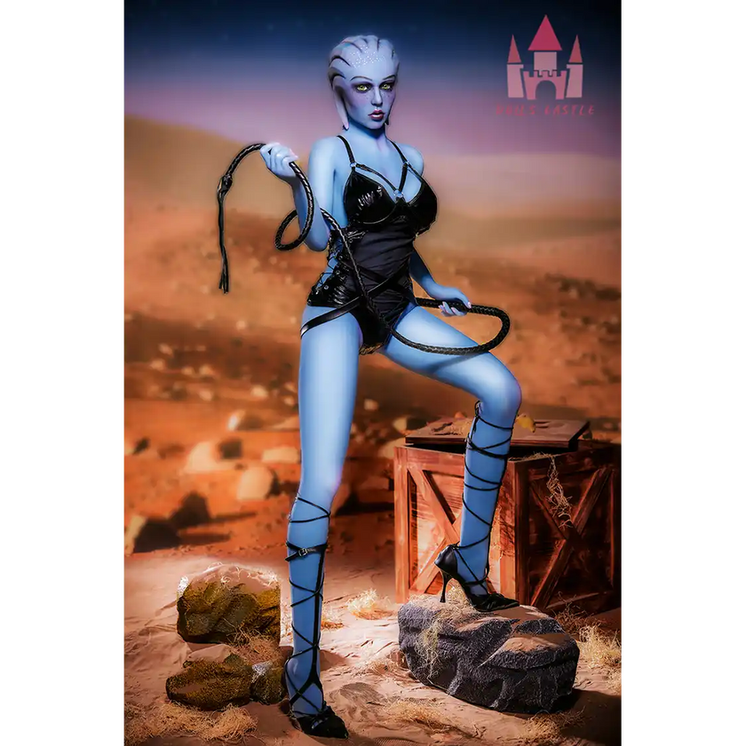 5ft 1in 156cm tall hot blue alien TPE sex doll with a slim figure and large E-cup breasts.