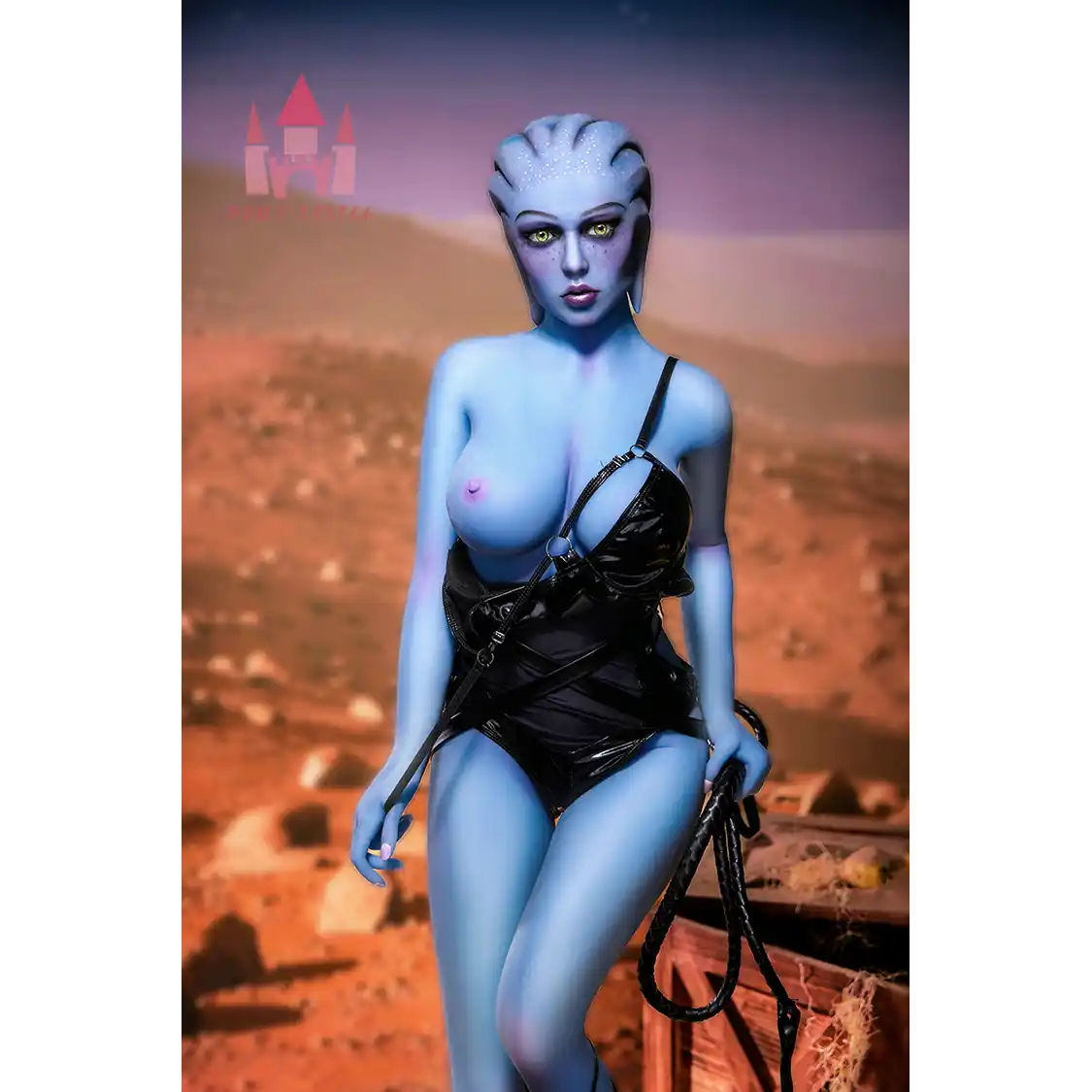 5ft 1in 156cm tall hot blue alien TPE sex doll with a slim figure and large E-cup breasts.