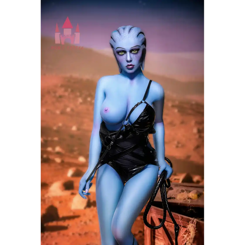 5ft 1in 156cm tall hot blue alien TPE sex doll with a slim figure and large E-cup breasts.