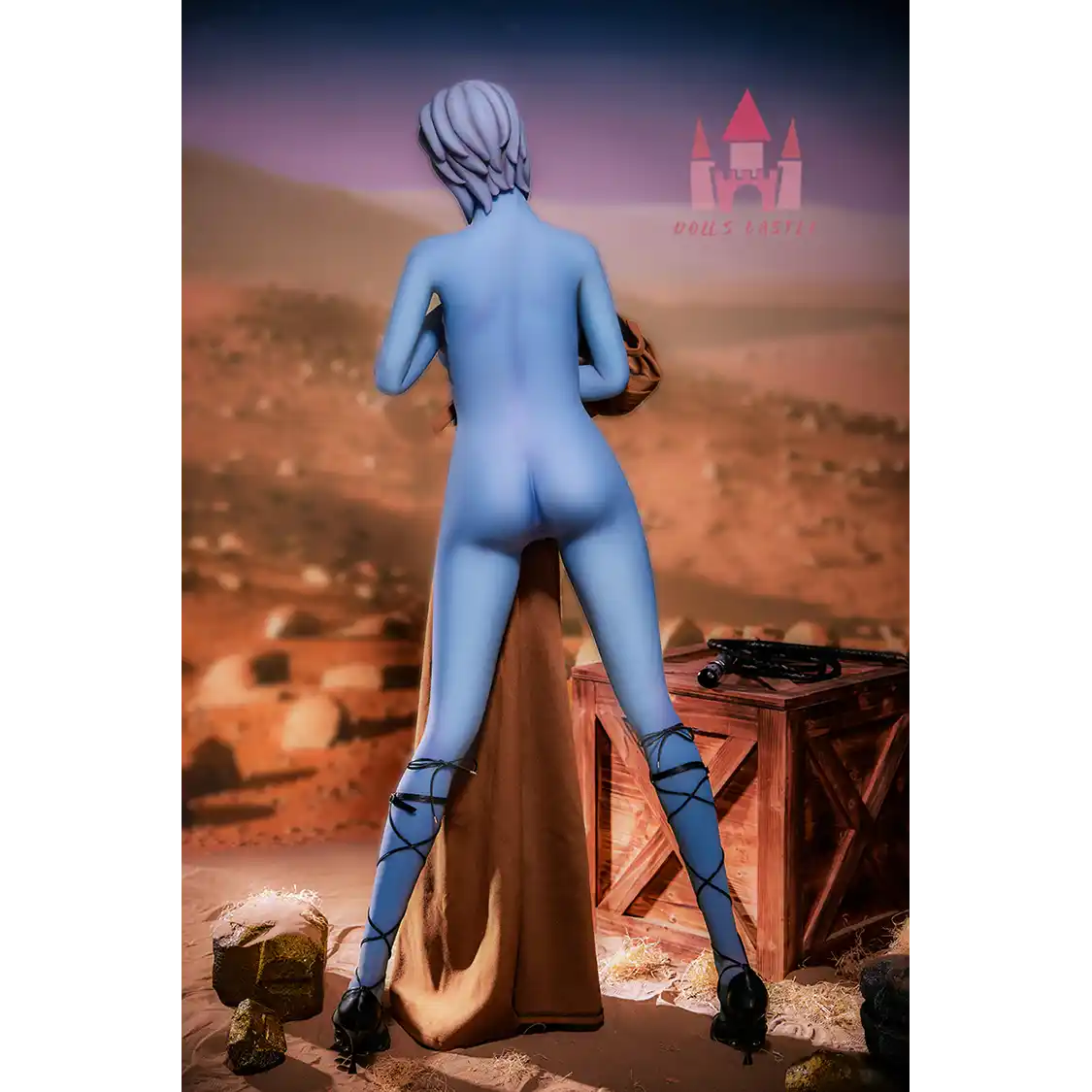 5ft 1in 156cm tall hot blue alien TPE sex doll with a slim figure and large E-cup breasts.