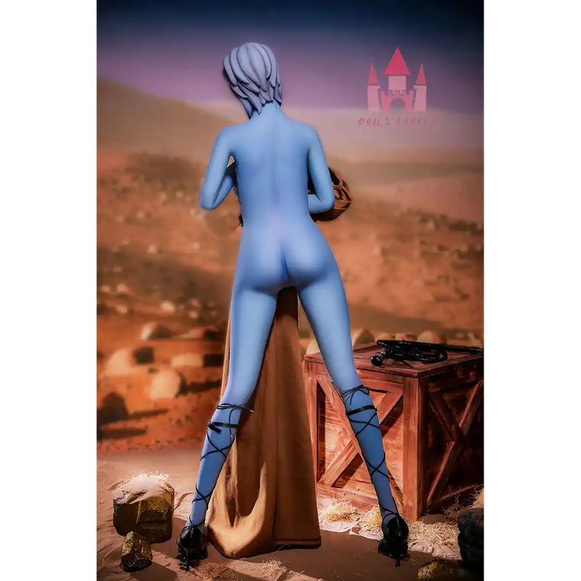 5ft 1in 156cm tall hot blue alien TPE sex doll with a slim figure and large E-cup breasts.
