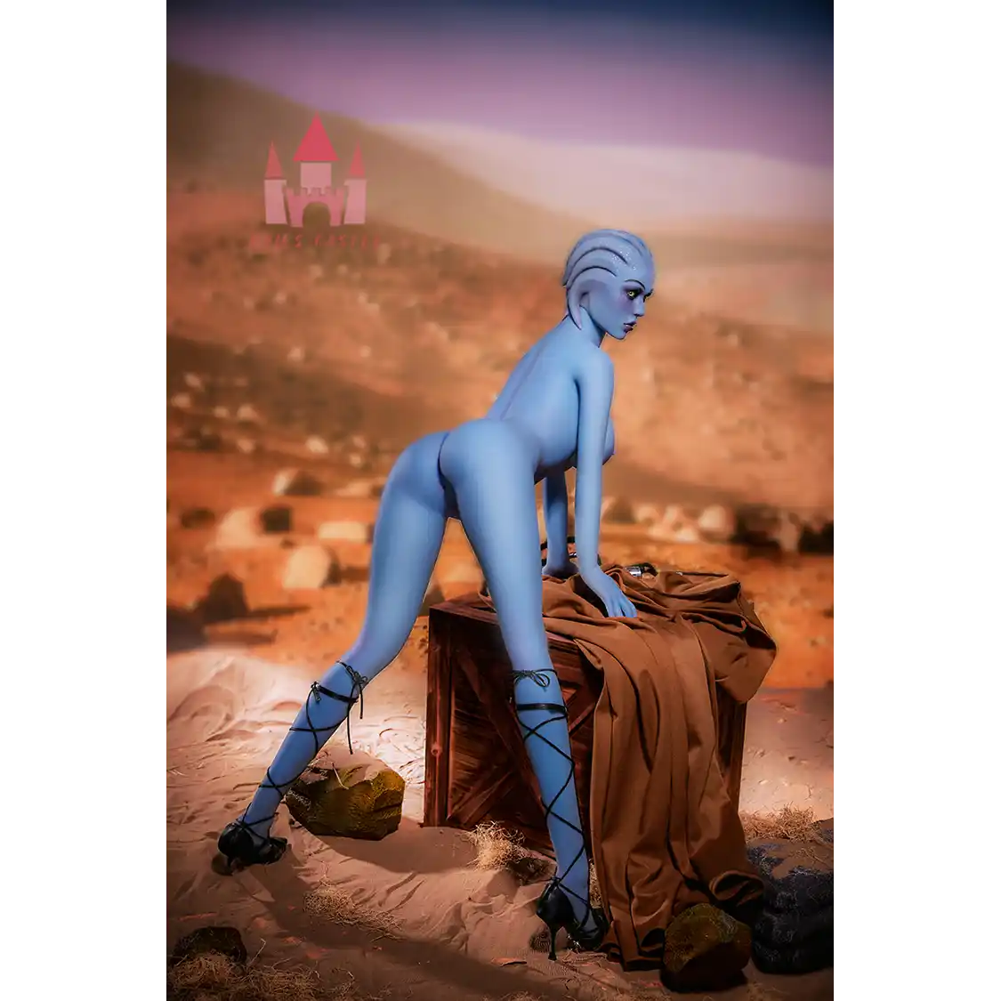 5ft 1in 156cm tall hot blue alien TPE sex doll with a slim figure and large E-cup breasts.