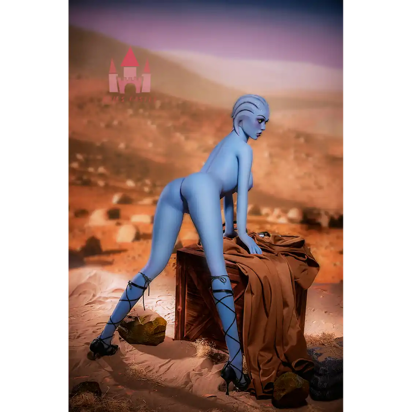 5ft 1in 156cm tall hot blue alien TPE sex doll with a slim figure and large E-cup breasts.