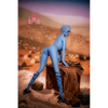 5ft 1in 156cm tall hot blue alien TPE sex doll with a slim figure and large E-cup breasts.