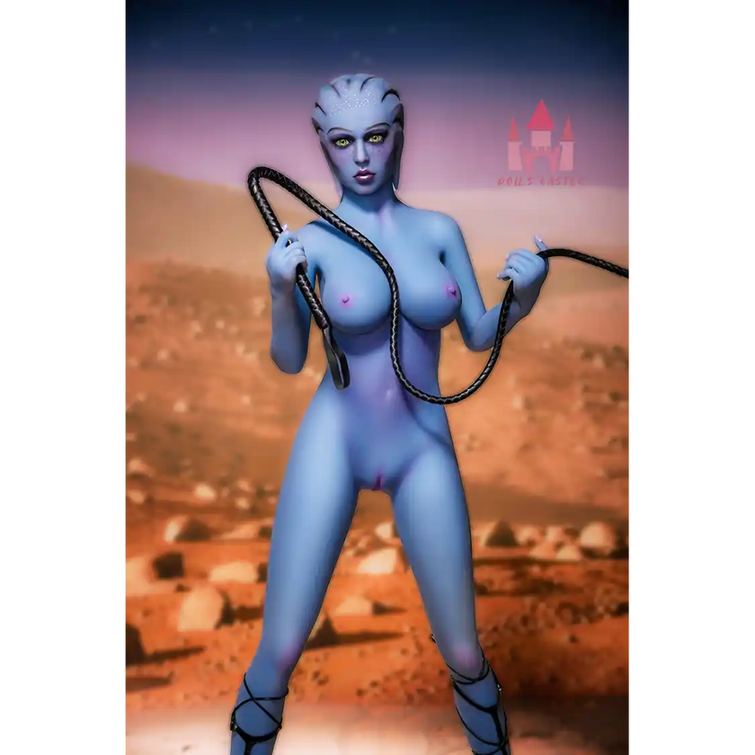 5ft 1in 156cm tall hot blue alien TPE sex doll with a slim figure and large E-cup breasts.