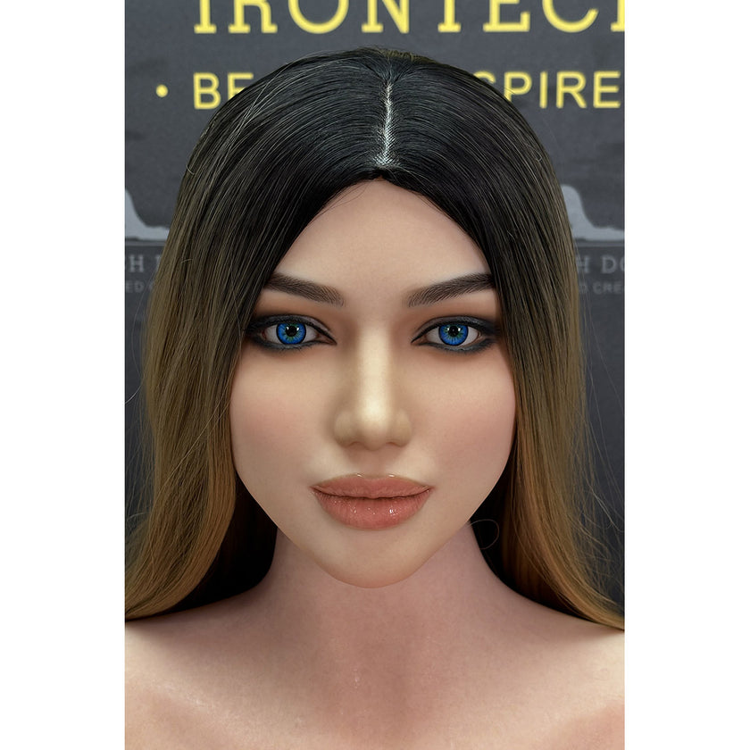 Celine is a 5ft 3in or 160cm tall ultra realistic white female silicone sex doll with long legs, big breasts, a very curvy figure tanned skin and long wavy blone hair.