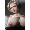 1ft 11in 60cm white female mini silicone sex doll with blonde hair, light skin and extra large breasts.