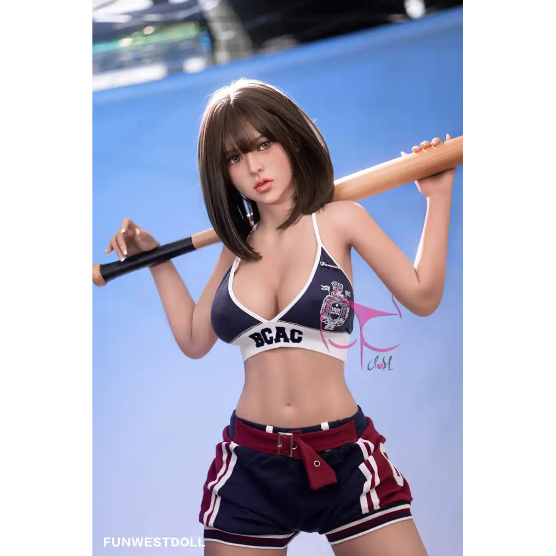 5ft 5in 155cm Asian female TPE sex doll with black hair, F-cup breasts and a slim athletic figure in a sports outfit.