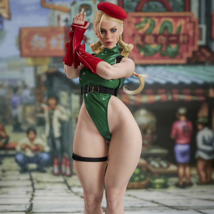 Freya KA 70cm silicone mini doll green outfit red beret Climax Dolls full body standing pose