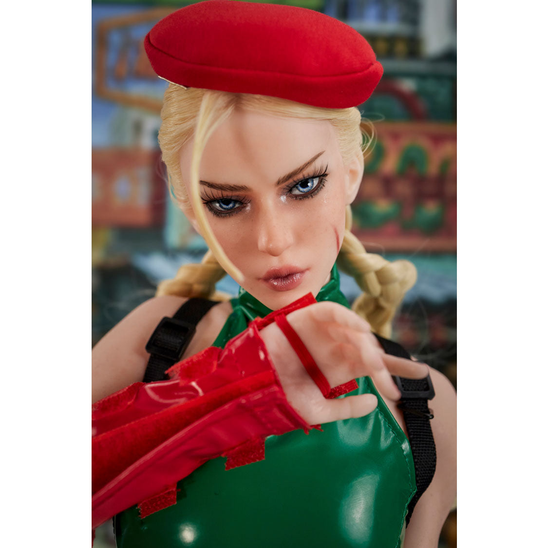 Freya KA 70cm silicone mini doll green outfit red beret Climax Dolls full body standing pose