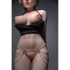 1ft 11in 60cm white female mini silicone sex doll with blonde hair, light skin and large breasts.