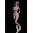 2ft 60cm anime style female mini silicone sex doll with medium breasts, tanned skin and a fit athletic body.