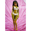 Hani goblin mini dolls – 60 cm silicone fantasy dolls in curvy and slim styles with green skin and lingerie, standing together on pink backdrop
