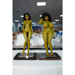 Hani goblin mini dolls – 60 cm silicone fantasy dolls in curvy and slim styles with green skin and lingerie, standing together on pink backdrop