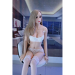 TPE sex doll from AFDoll. 5ft 2in 158cm tall. Long blonde hair with D cup breasts and a slim figure and white underwear.