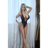 5ft 3in 160cm white female TPE sex doll with long blonde hair, green eyes K cup breasts and a slim figure.